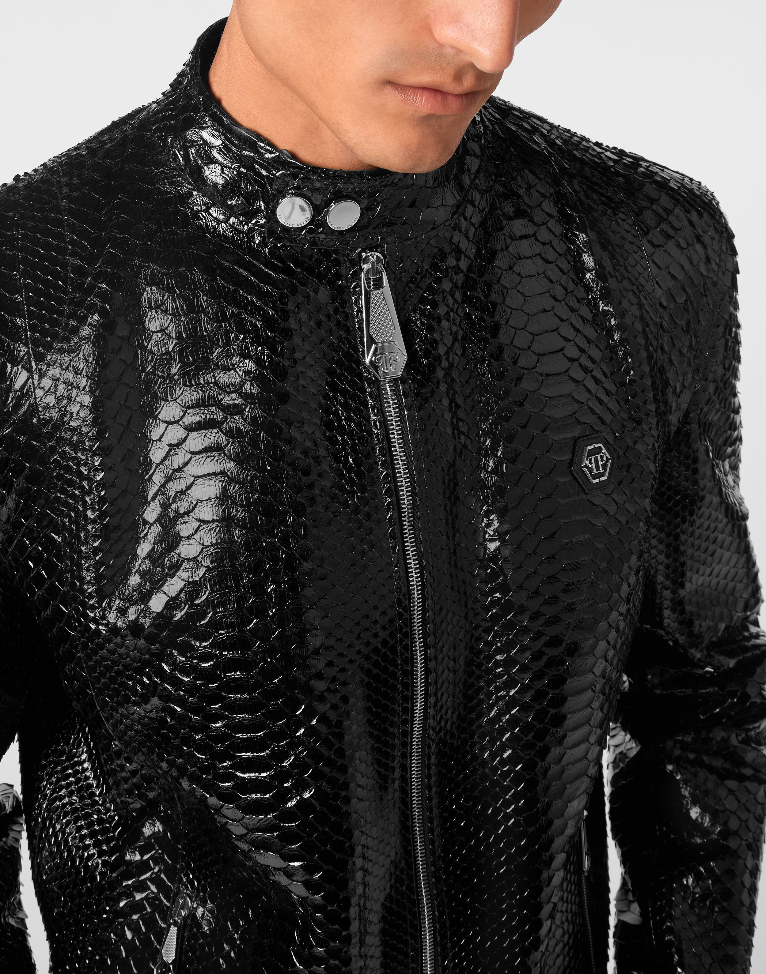 Python Leather Moto Jacket | Philipp Plein Python Leather Moto Jacket | Philipp Plein