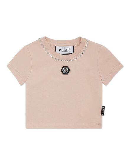Cropped T-shirt Strass Round Neck SS