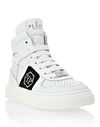 LEATHER HI-TOP SNEAKERS HEXAGON AND LIMITED EDITION PRINT