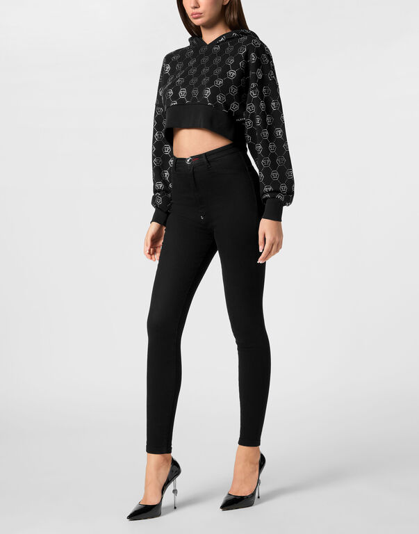 Cropped Hoodie Sweatshirt Monogram