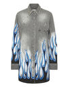 Denim Shirt LS Flame Racing