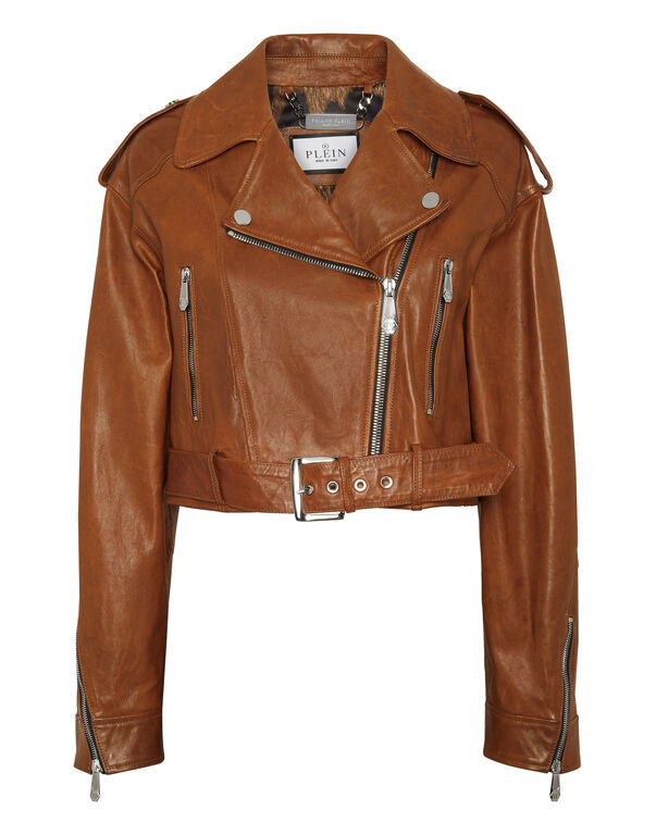 Leather Biker Jacket Vintage Moon