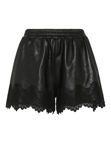 Lace Leather Multicutting Leather Shorts