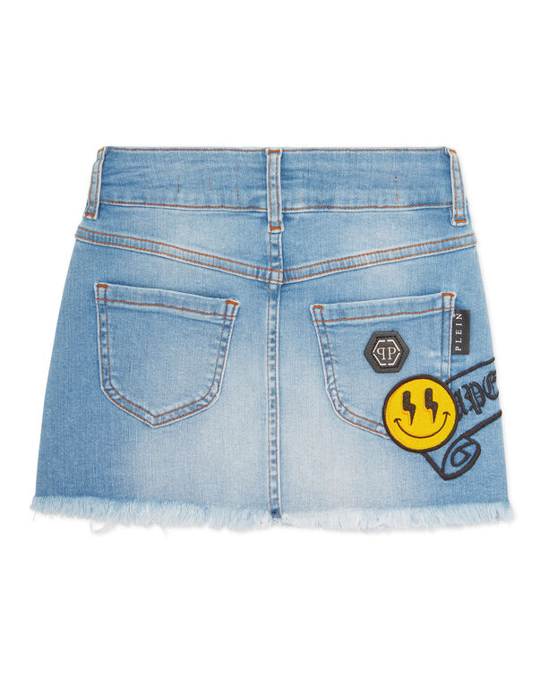 Denim Mini Skirt Smile