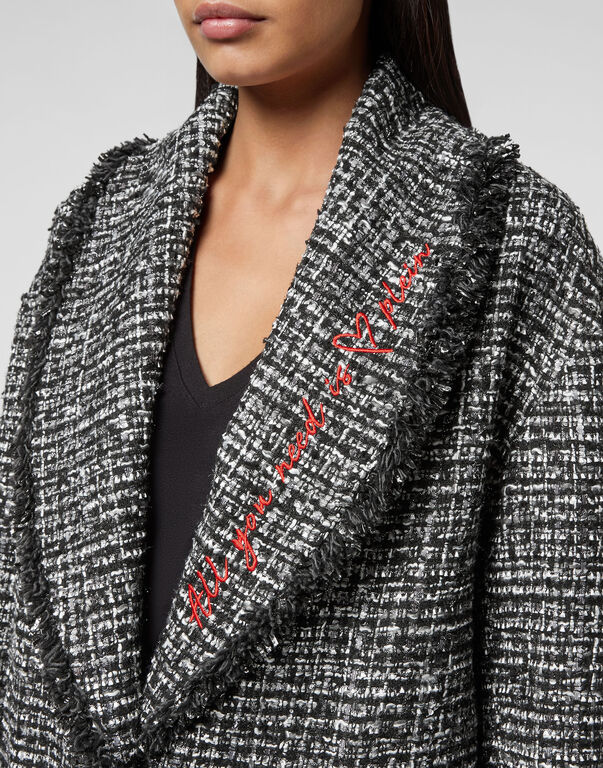 Bouclé Coat Long Embroidery