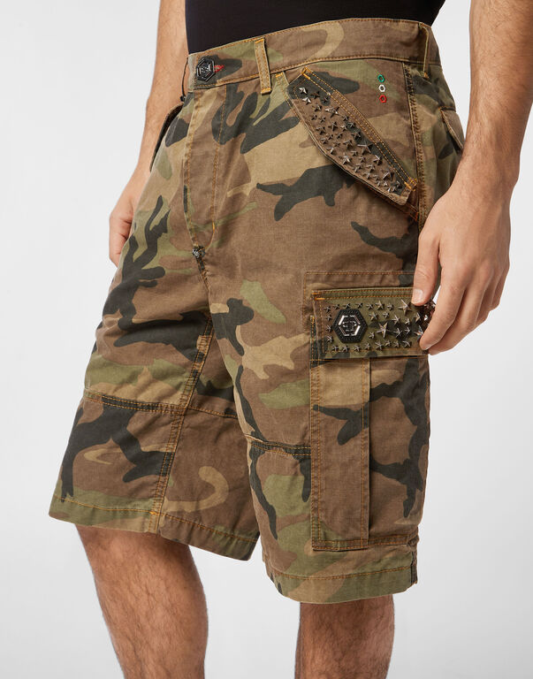 Denim Cargo Shorts Studs
