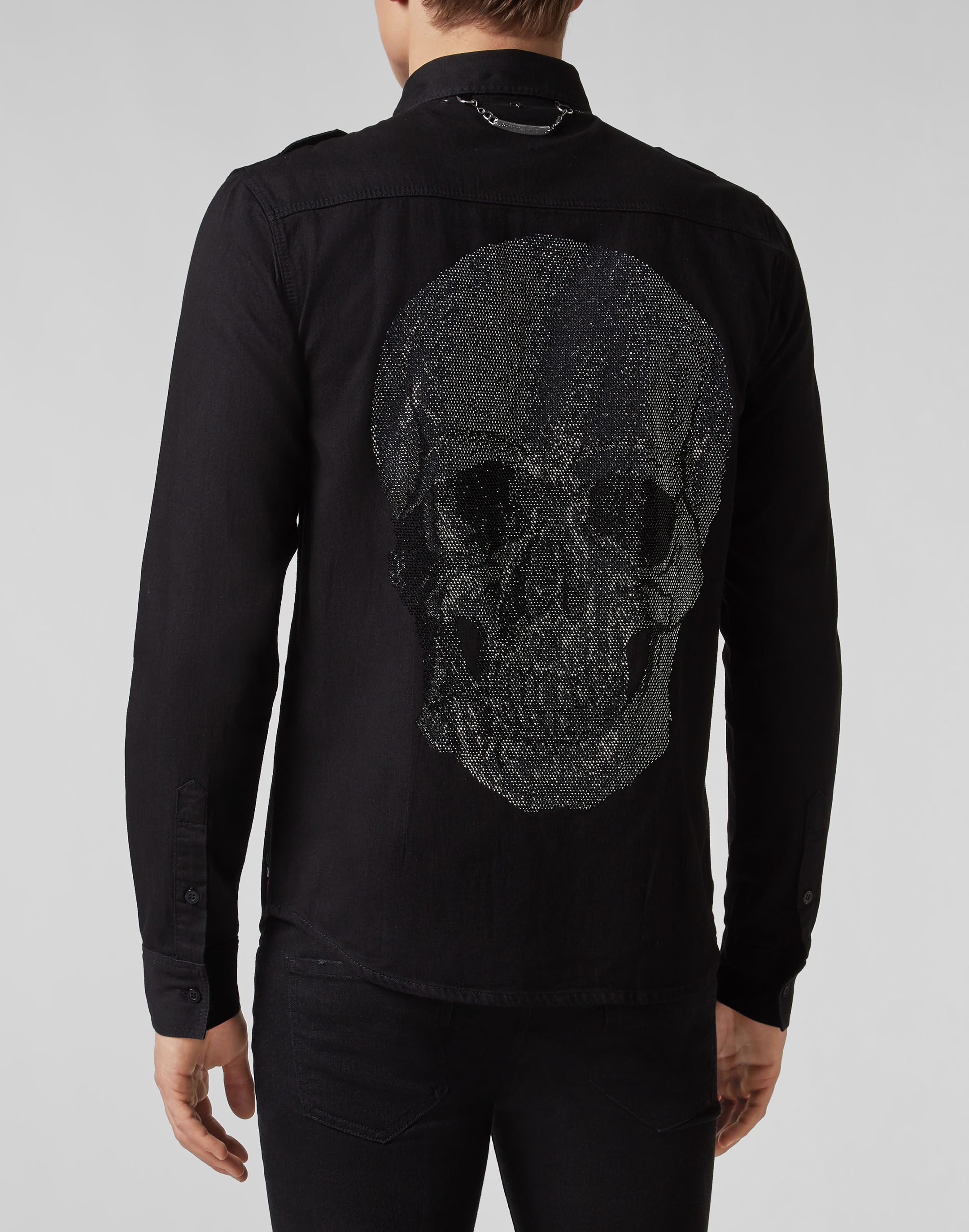 Philipp Plein long-sleeve denim shirt - Black