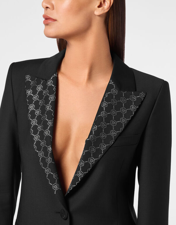 Wool Boxy Blazer Strass Monogram