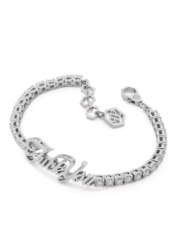 Bracelet FUCK YOU White Gold and Diamonds 40 points 17 cm