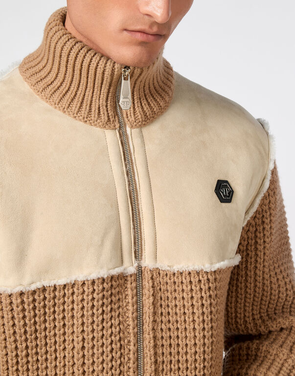 Lambswool Shearling High Collar Bomber