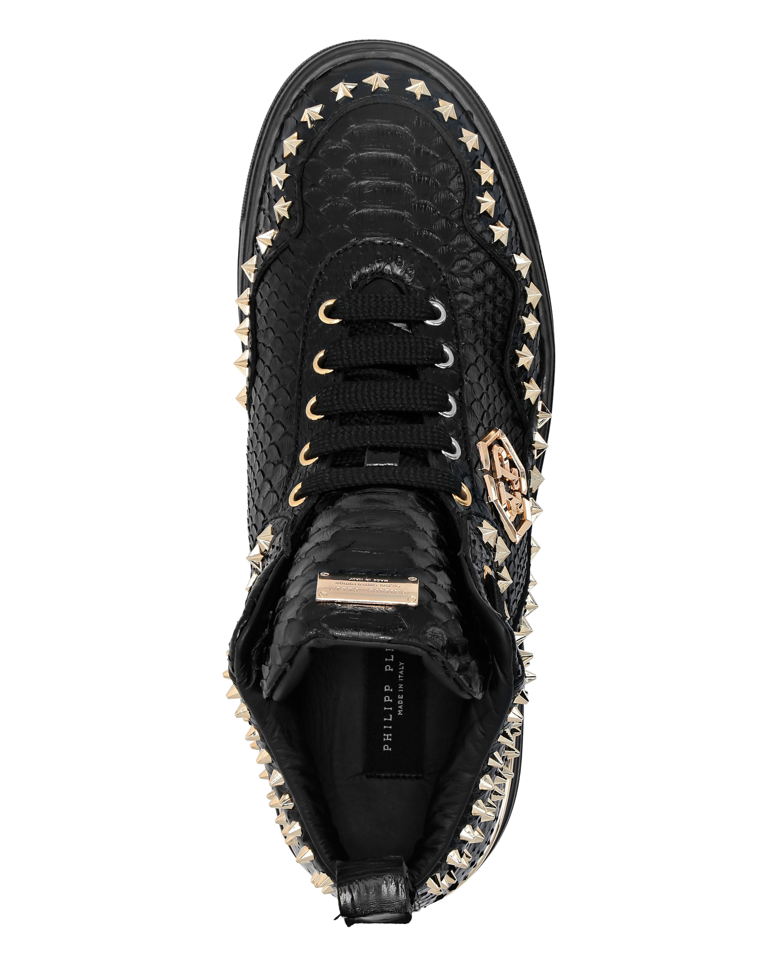 Python Leather Mid-Top Sneakers Studs | Philipp Plein
