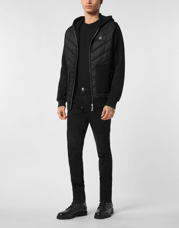 Nylon and Fleece Hooded Tracksuit Jacket with Padded Inserts
