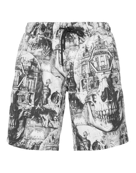 Nylon Jogging Shorts Skull Illusion