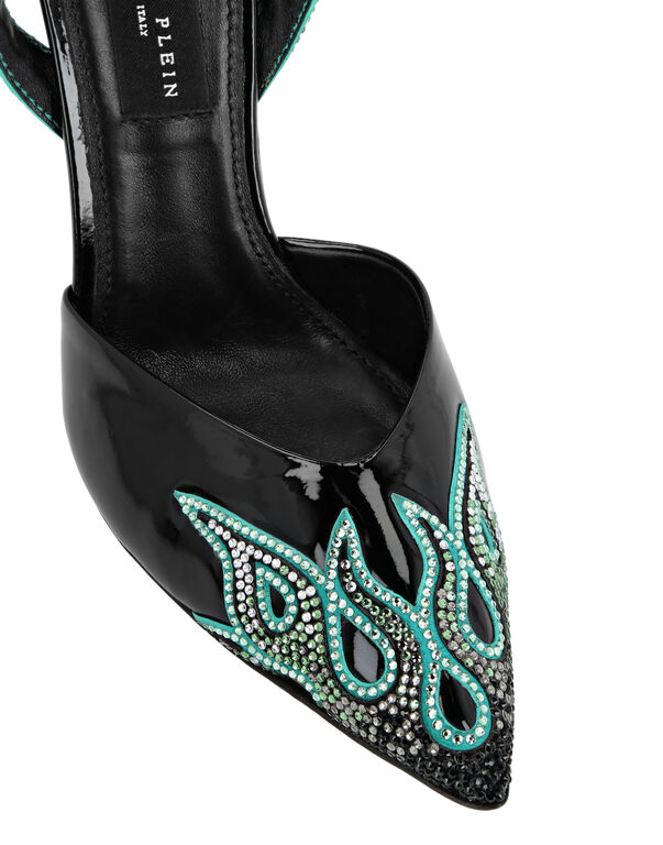 Leather Slingback High Heels 12 Flame
