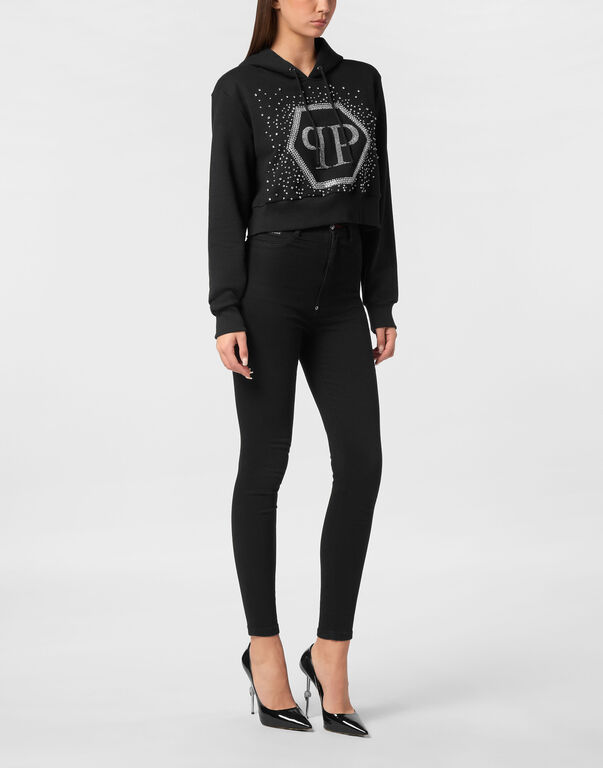 Hoodie sweatshirt Crop Strass Venice Beach