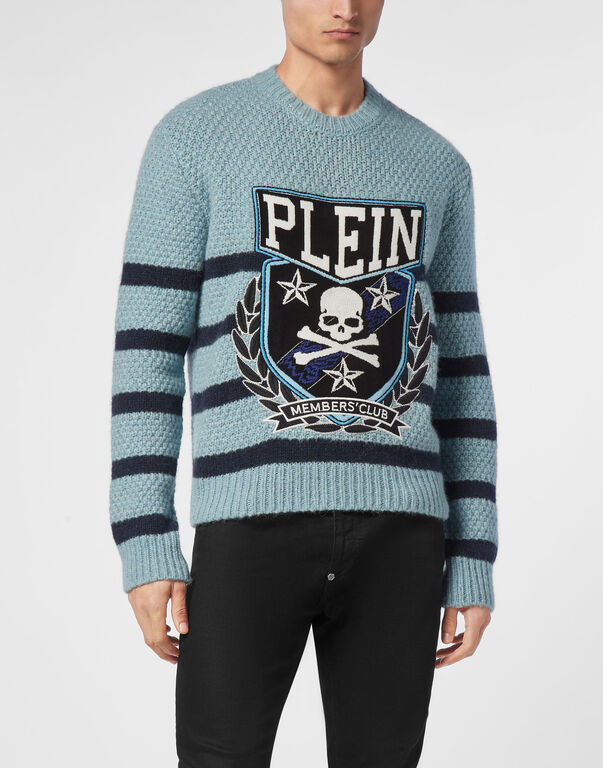 Pullover Round Neck Long-Sleeve Patches