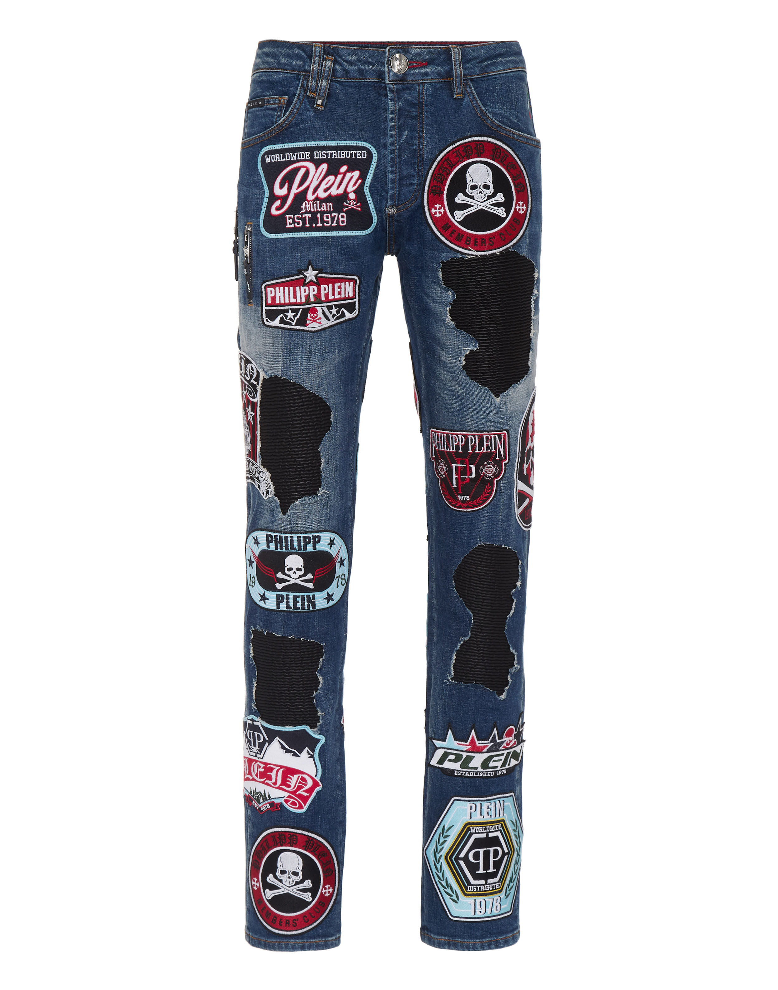 Denim Rock Star Trousers Patches Philipp Plein