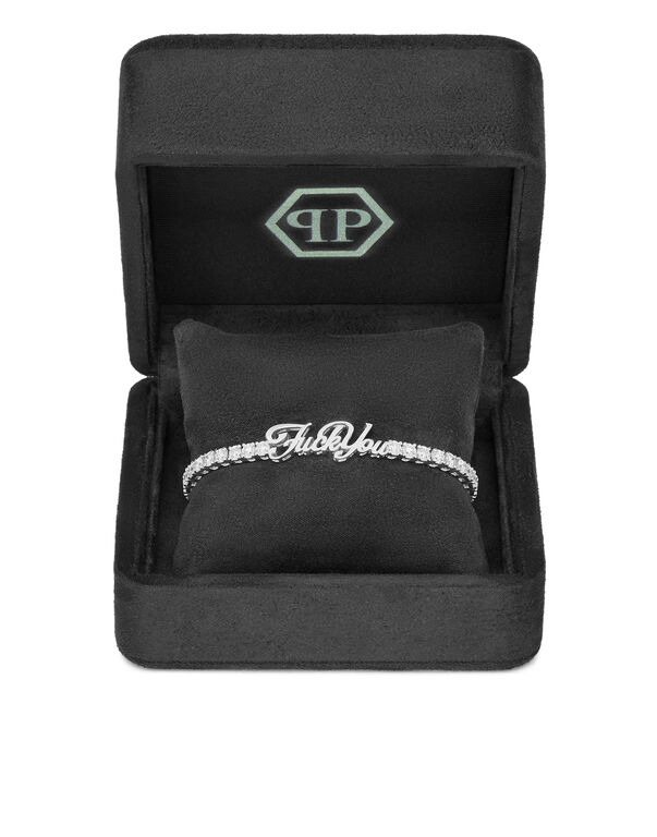 Bracelet FUCK YOU White Gold and Diamonds 40 points 17 cm