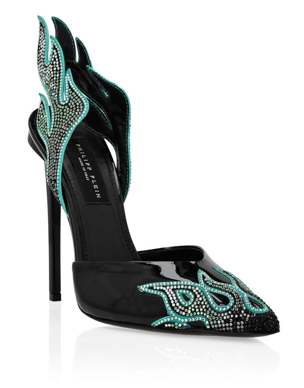 Leather Slingback High Heels 12 Flame