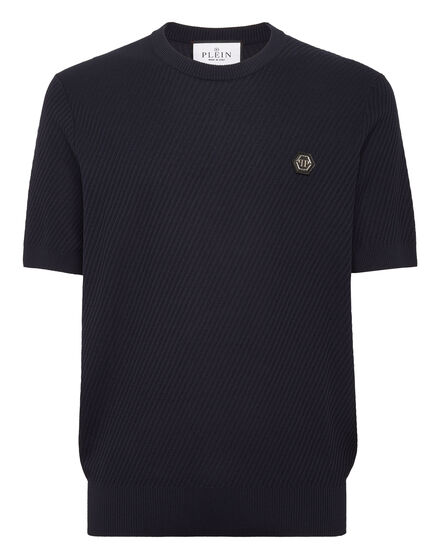 Knited Round Neck T-Shirt Wool Silk Blend