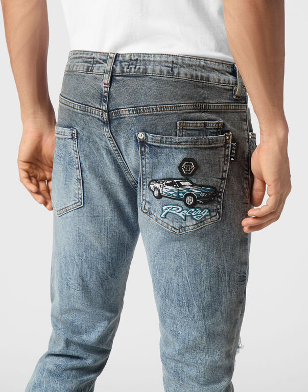 Denim Super Straight Cut Fit Trousers Cars Racing