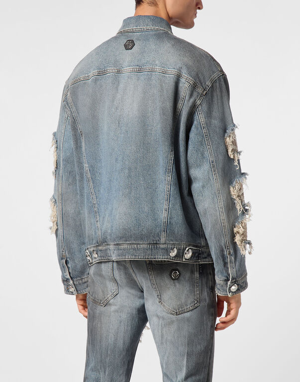 Denim Oversize Jacket With Python Inserts