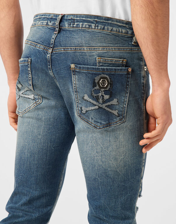 Denim Trousers Super Straight Cut Skulls