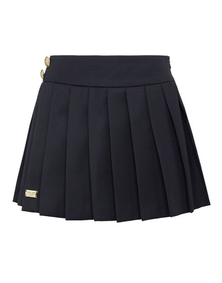 Wool Marine Plisse Skirt