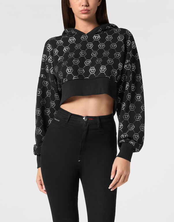 Cropped Hoodie Sweatshirt Monogram