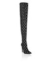 Suede Strass Boots Hi-Heels Overknees Strass Monogram