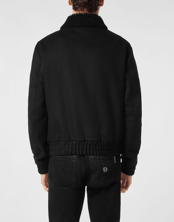 Wool Aviator Jacket With Shirling Cape
