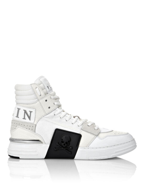 PHANTOM KICK$ Hi-Top Mixed Materials Skull