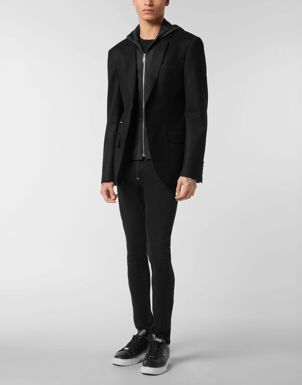 Water Repellent Wool Hooded Blazer