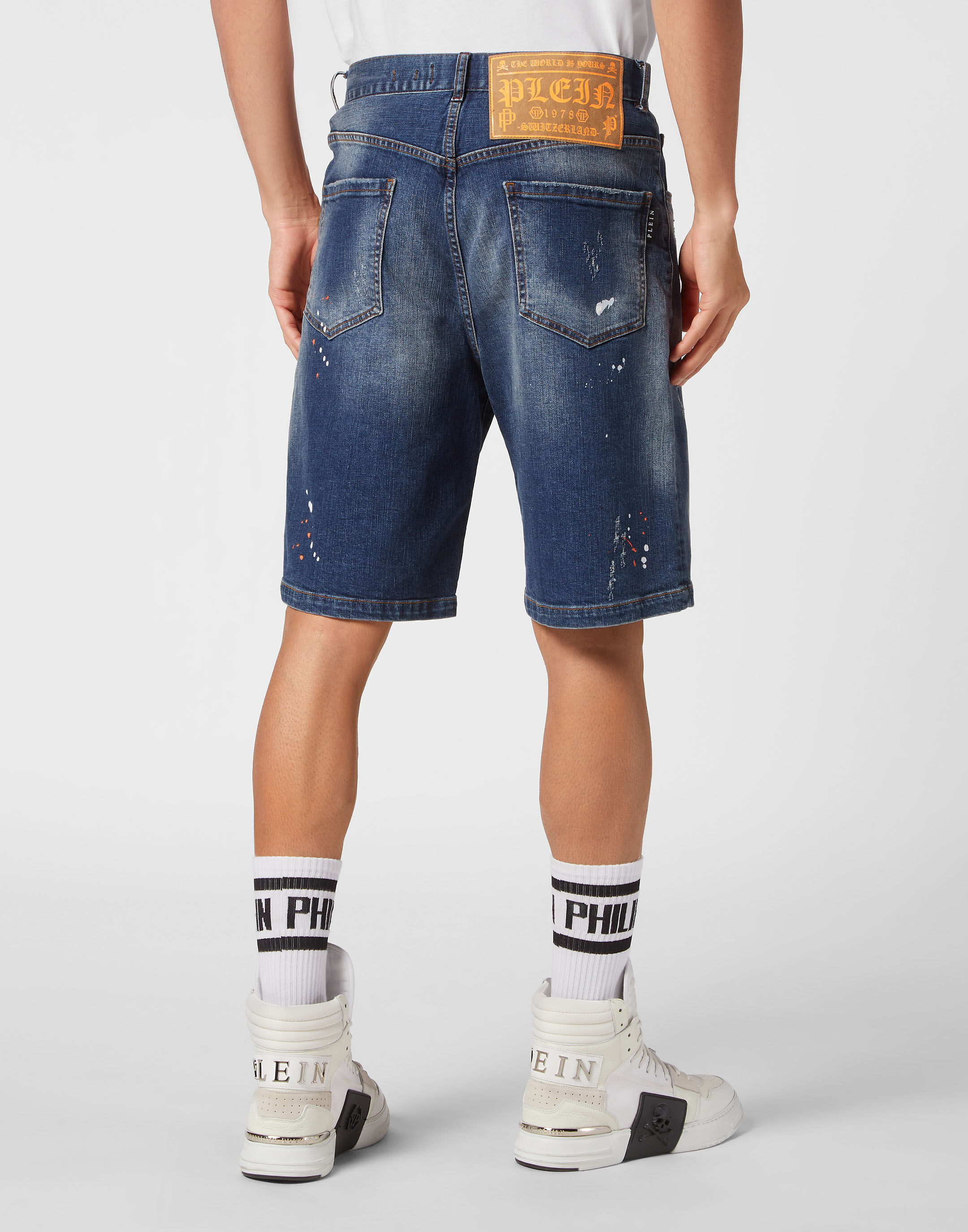 Philipp Plein denim short shorts - Blue