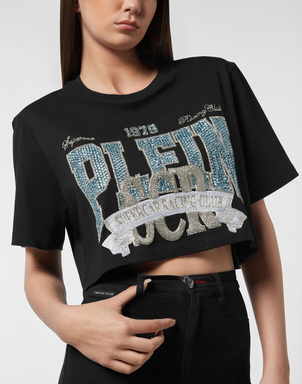 T-shirt Round Neck SS Crop Vintage Print