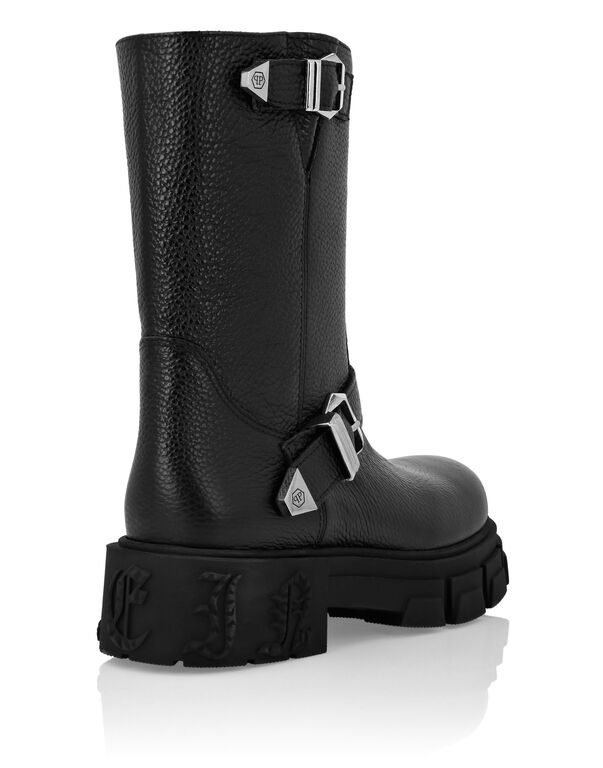 Deer Leather Boots Flat High Gothic Plein