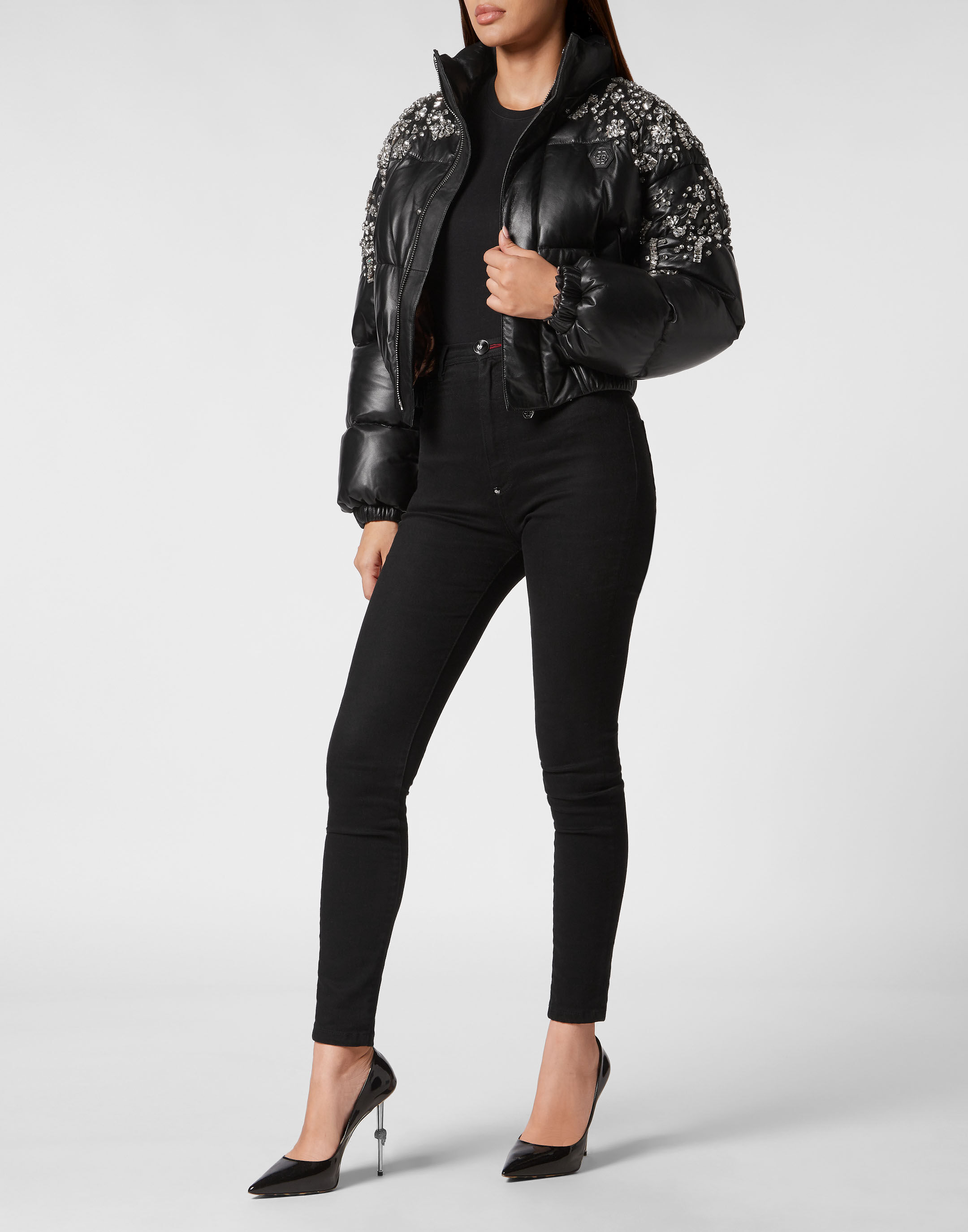 Philipp plein leather jacket women shop