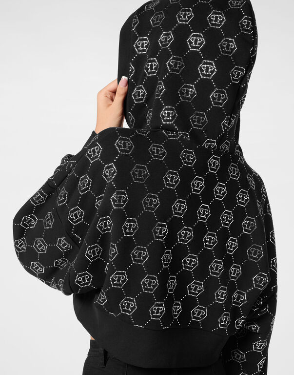 Cropped Hoodie Sweatshirt Monogram