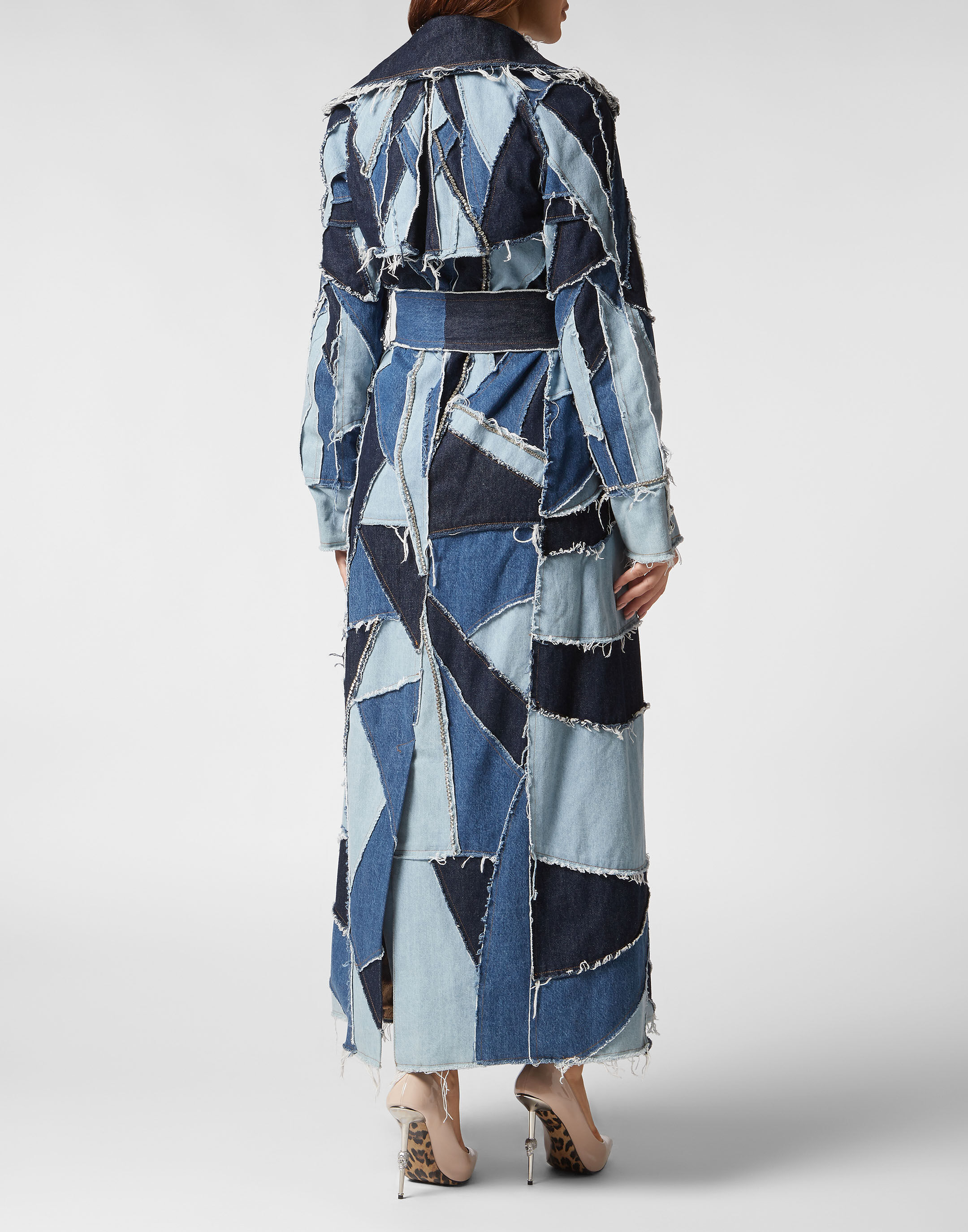 Patchwork shop trench coat
