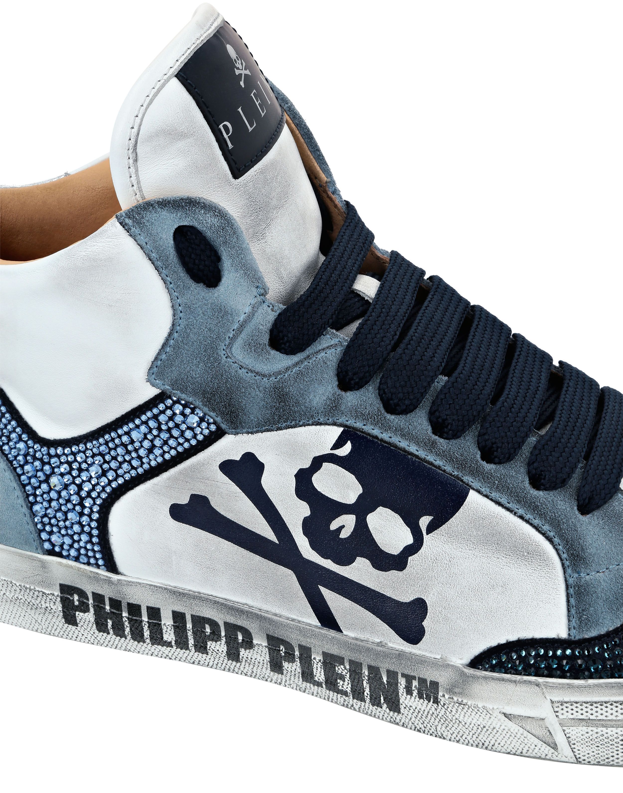 Nappa Leather Hi-Top Sneakers Strass Retrokickz TM | Philipp Plein