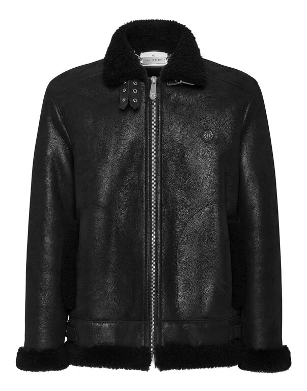 Shearling Leather Biker Jacket
