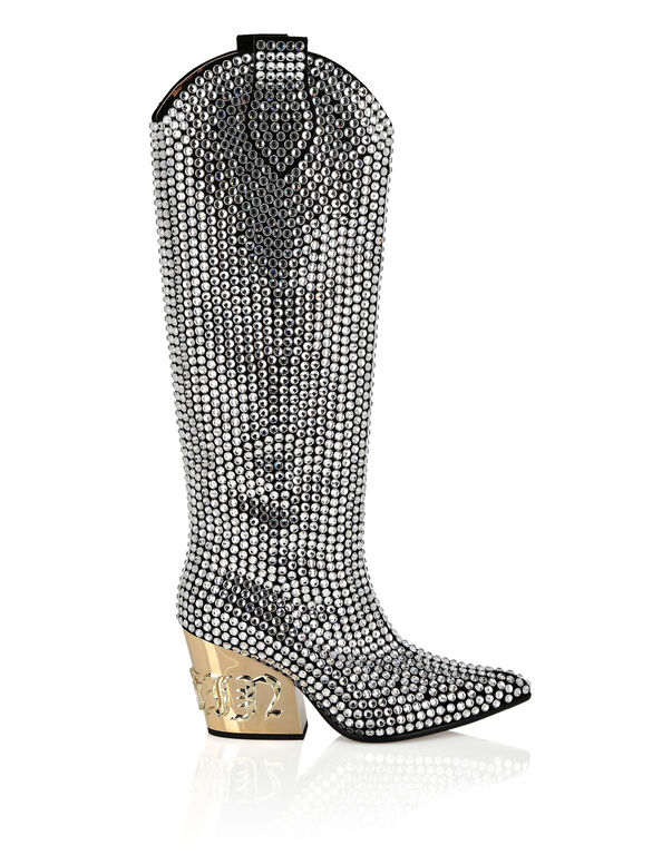 CowBoy Mid-Heel Boots  Gothic Plein with Crystals
