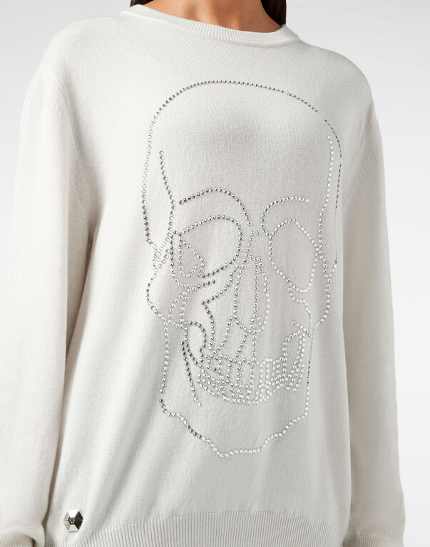 Cashmere Pullover Round Neck LS with Crystals