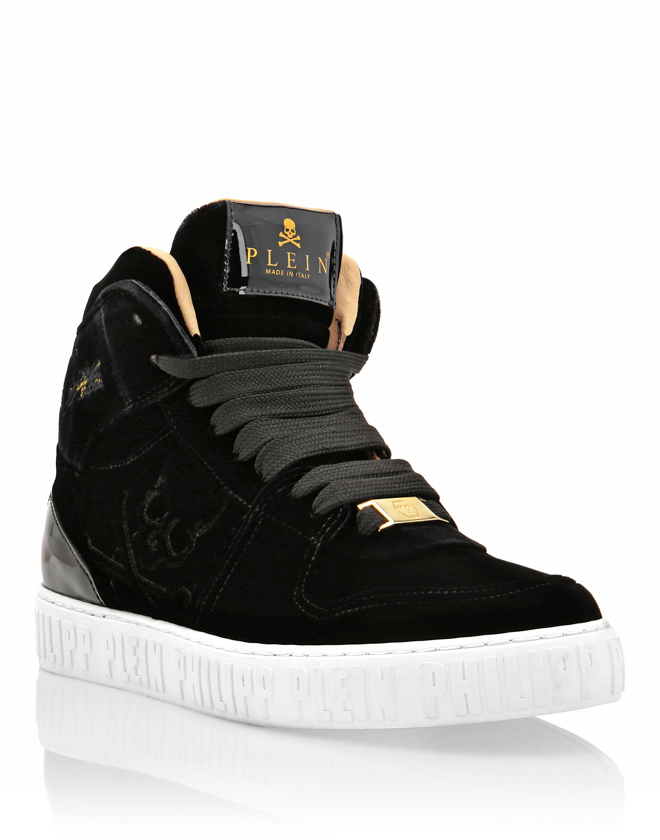 Velvet Hi-Top Sneakers Skull | Philipp Plein