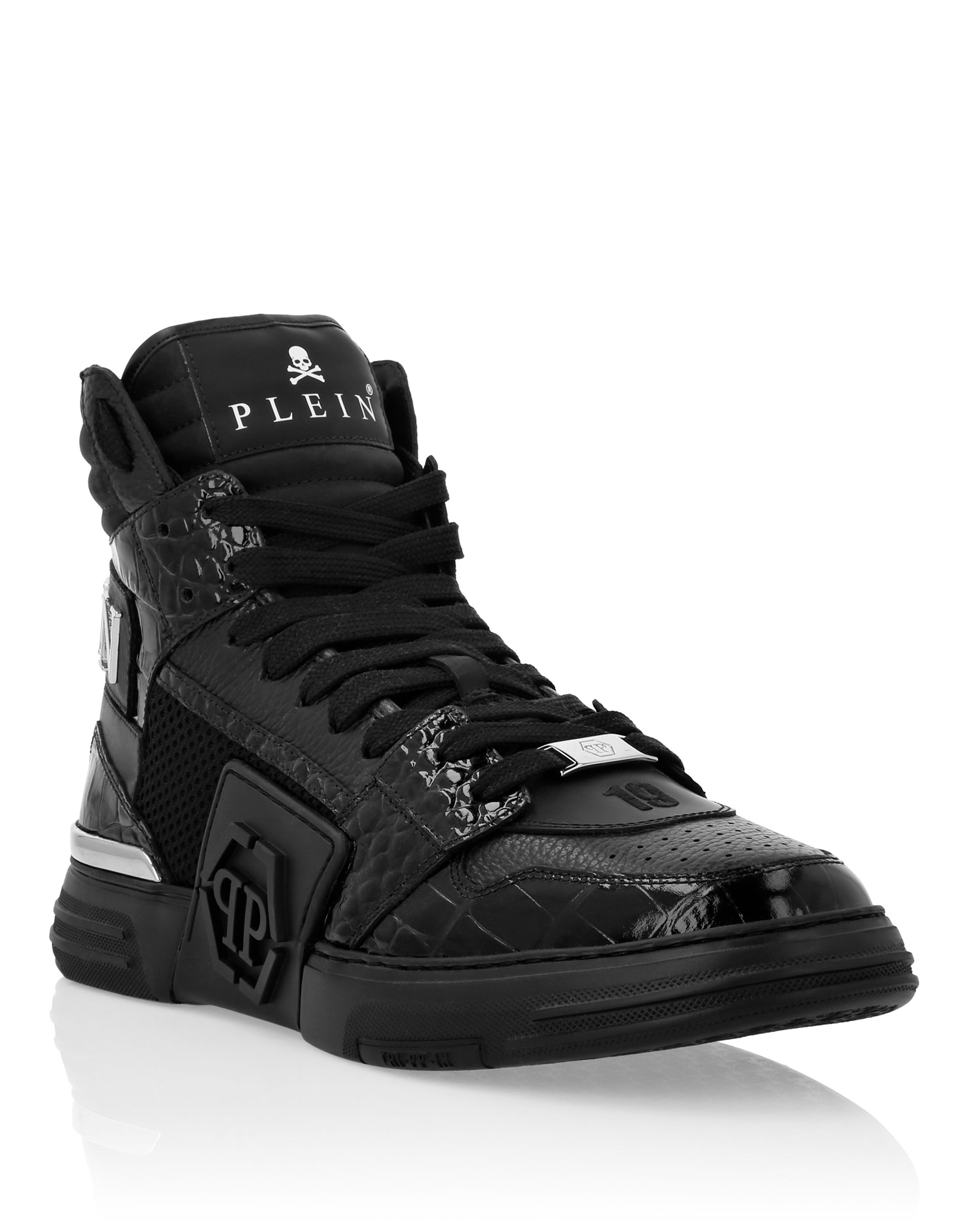 Hi Top Crocco Printed Sneakers Phantom Kick Philipp Plein