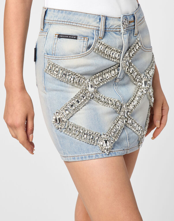 Denim Mini Skirt Brooches