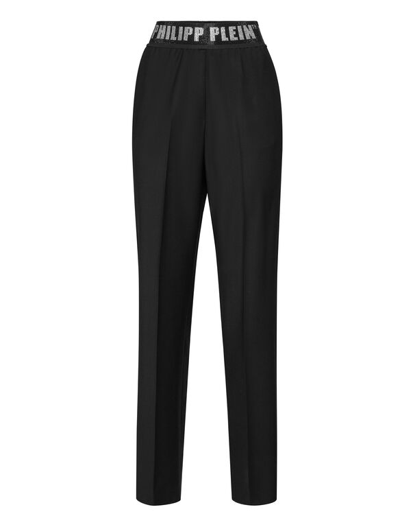Wool Classic Trousers Elastic Band Crystal