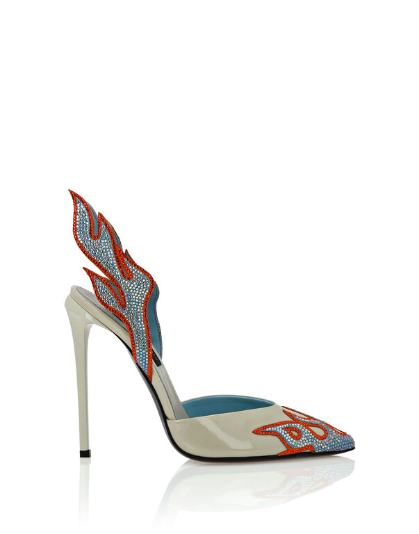 Leather Slingback High Heels 12 Flame