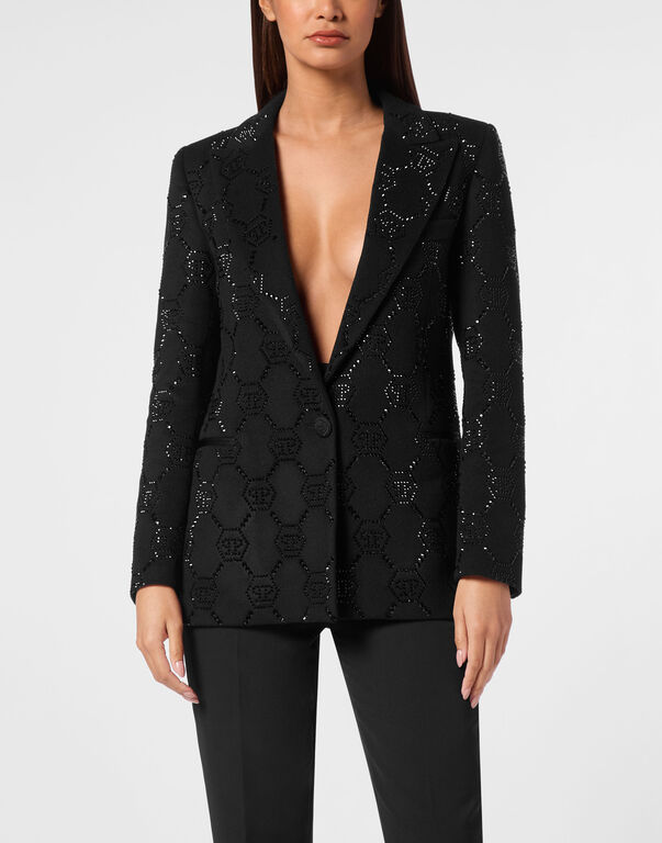 Wool Boxy Blazer Strass Monogram
