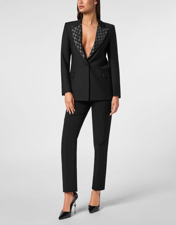 Wool Boxy Blazer Strass Monogram